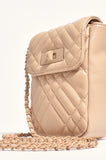 Prudence Quilted Crossbody Bag - Camel