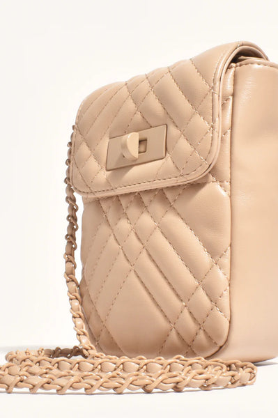 Prudence Quilted Crossbody Bag - Camel