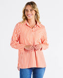 Camden Cotton Stripe Shirt - Tangerine Stripe