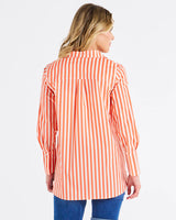 Camden Cotton Stripe Shirt - Tangerine Stripe