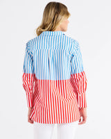 Camden Cotton Shirt - Blur/Cherry Red Stripe