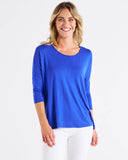 Milan 3/4 Sleeve Top - Vivid Blue