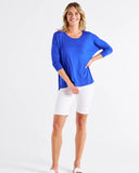 Milan 3/4 Sleeve Top - Vivid Blue