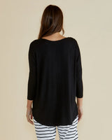 Milan Relaxed 3/4 Top - Black