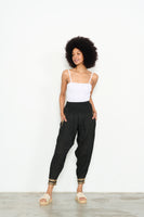 Peg Pant - Black w/Gold Print