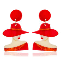 Hat Lady Earrings - Red