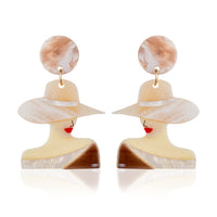 Hat Lady Earrings - Beige