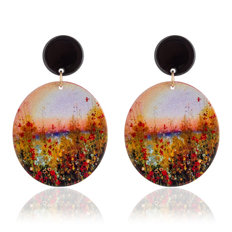 Flowering Disc Earrings - Red