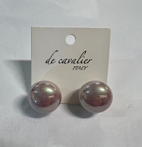 Large Pearl Earrings - Mauve