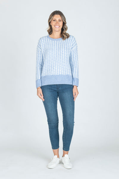 Houndstooth Knit  - Blue