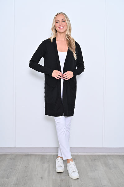 Long Knit Cardigan - Black