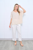 V Neck Fringe Linen Top