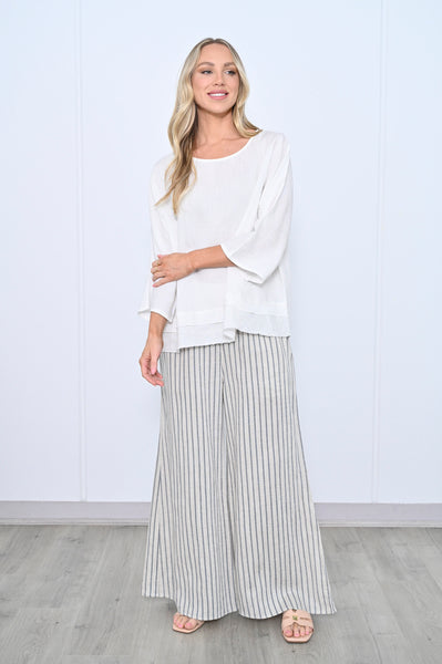 Stripe Wide Leg Linen Pant