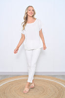 Lurex Neck Top - White