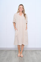 Puff Sleeve Linen Dress