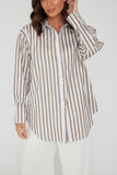 AUSTIN Taupe Stripe Shirt - Stylish Cotton Button-Down