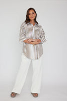 AUSTIN Taupe Stripe Shirt - Stylish Cotton Button-Down