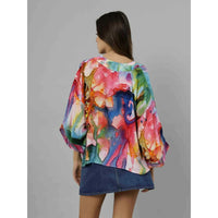 Watercolour Print Cotton/Velvet Kimono