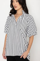 PRESTO Black Wide Stripe Blouse