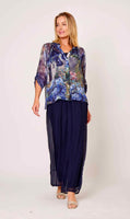 Silk Blend Pant - Navy