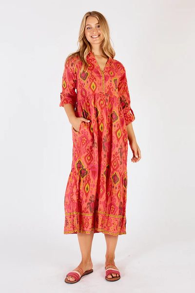 Augusta Midi - Melon Stylish Cotton Midi Dress