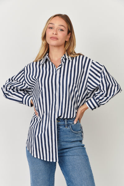 Stripe Cotton Shirt - Ink