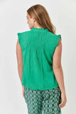 Sleeveless Crinkle Cotton Top - Emerald