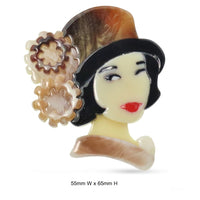 Lady Profile Brooch in Brown