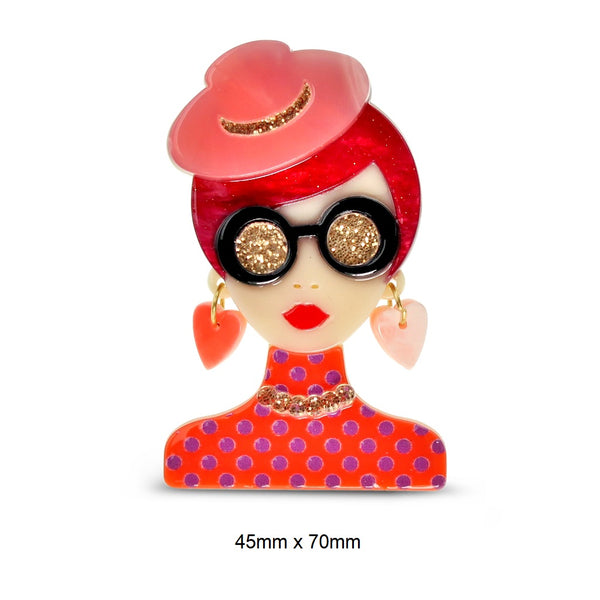 Lady in Red Brooch