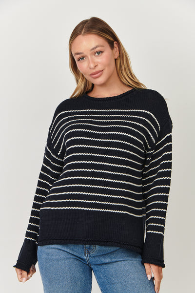 Cotton Stripe Knit - Ink