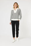 Crew Zip Sweatshirt - Ivory/Black Stripe