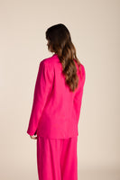 Single Breasted Linen Blazer - Raspberry