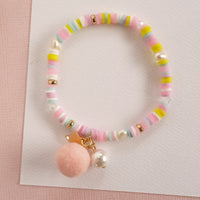 Pastel Pink Pom Pom Bracelet