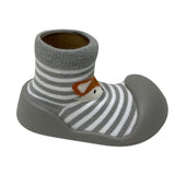 Rubber Soled Socks - Grey Stripe Fox