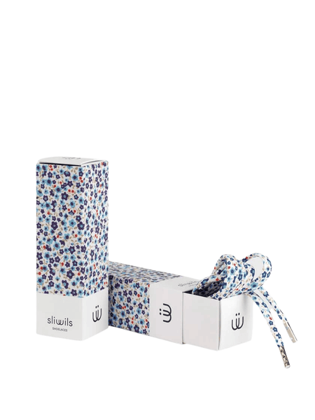 Kids Sliwils Shoelaces - Blue Flowers