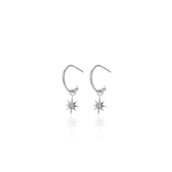 Superfine Star Hoops - Silver
