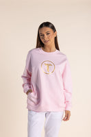 Oversized Sweat w/Metallic Logo - Pink