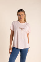 Logo Sequin Tee - Pink Rose