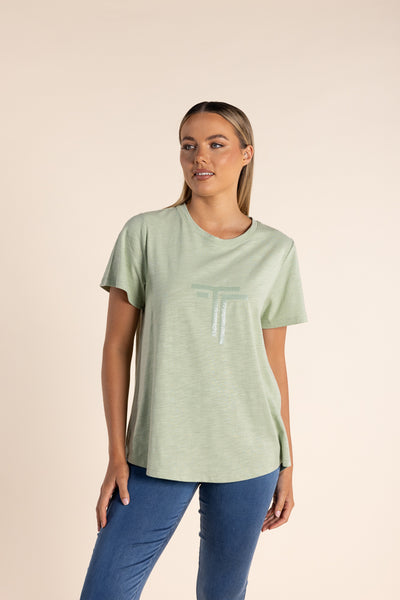 Logo Sequin Tee - Soft Green