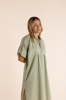 Linen Midi Dress - Avocado