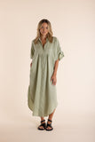 Linen Midi Dress - Avocado