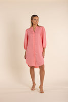 Linen Shirt Dress - Coral