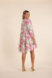 Linen Tiered Dress - Rose Print