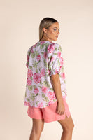 Linen Rose Print Top