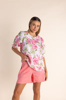 Linen Rose Print Top