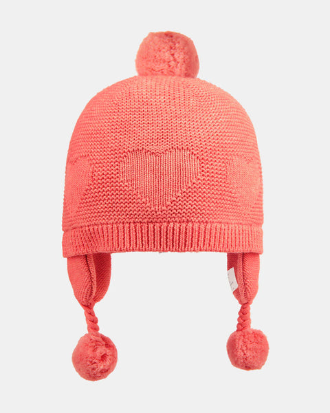 Organic Earmuff Heart Beanie - Paprika