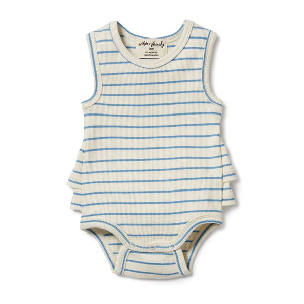 Petit Blue Organic Ruffle Bodysuit