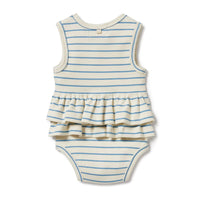 Petit Blue Organic Ruffle Bodysuit