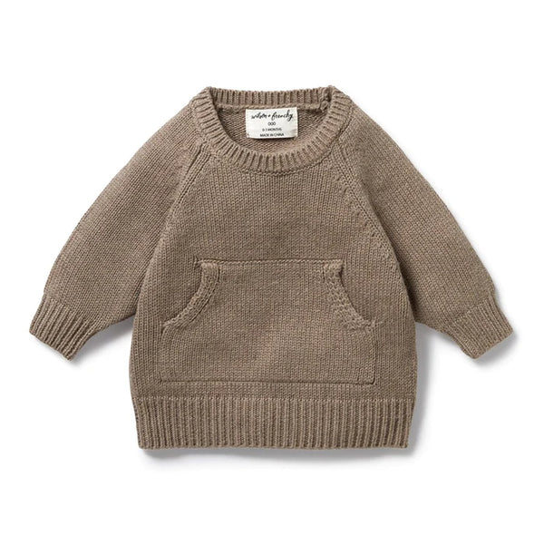 Knitted Pocket Jumper - Walnut