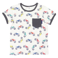 Motor Bike Print Pocket Tee - White